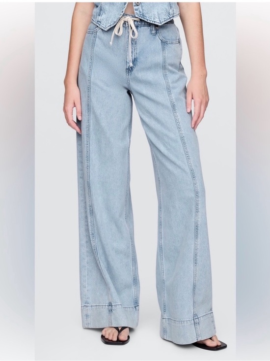 GAP Denim - Gap Mid Rise UltraSoft Denim Baggy Trousers Jeans Wide Leg Size 8